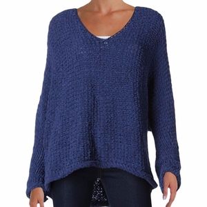 Free People Dolphin Bay V-Neck Sweater Blue